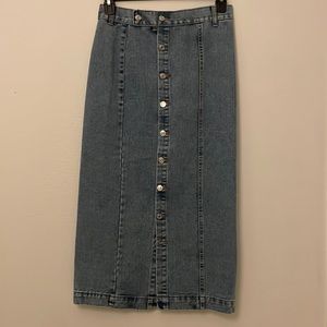 High waist button denim skirt